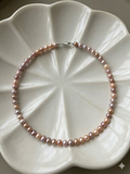 7-8mm Multi-Color Cultured Freshwater Pearl Necklace - S925 Silver