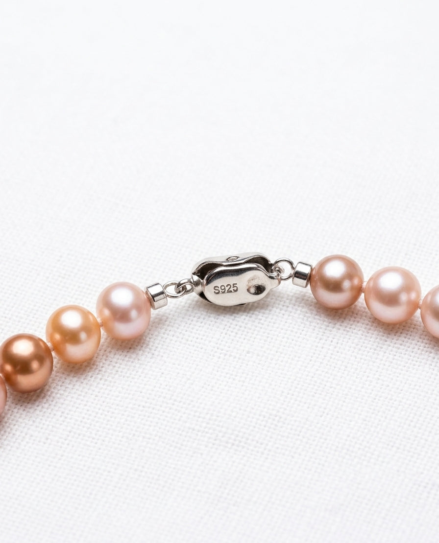 7-8mm Multi-Color Cultured Freshwater Pearl Necklace - S925 Silver