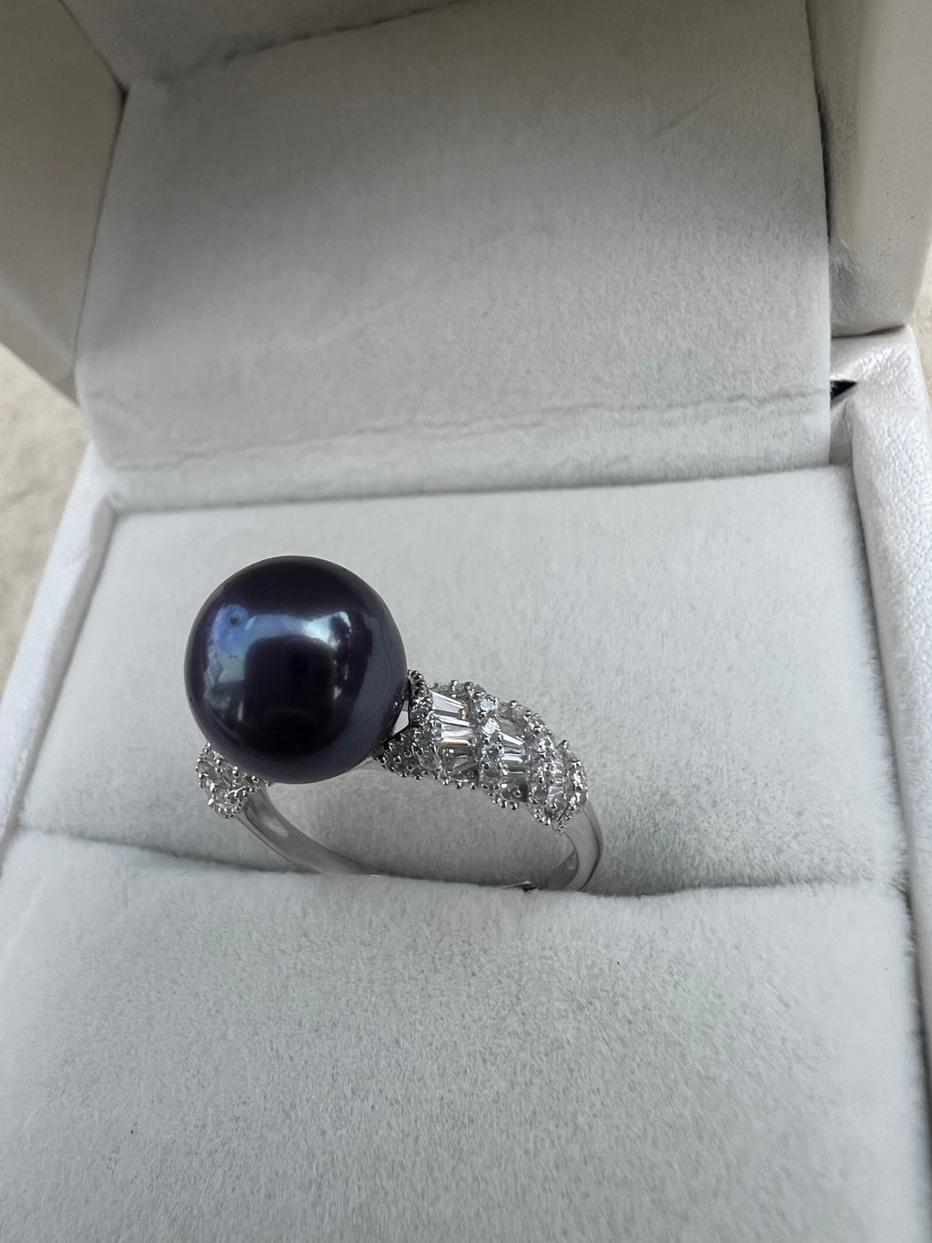S925 Silver Purple Freshwater Pearl Adjustable Ring - 9-10mm