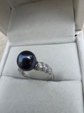 S925 Silver Purple Freshwater Pearl Adjustable Ring - 9-10mm