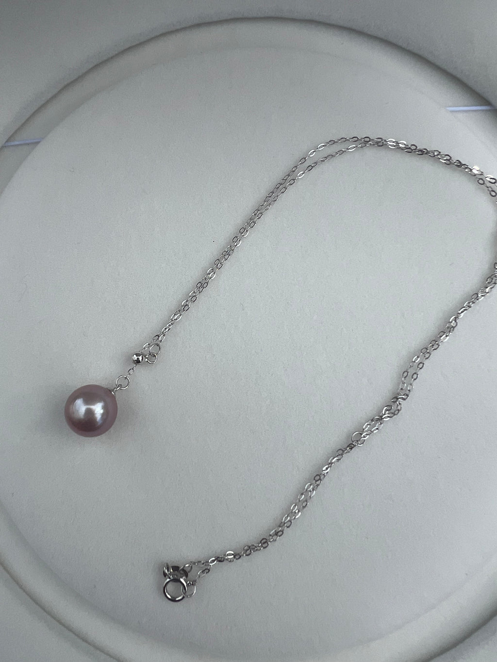S925 Silver Purple Freshwater Pearl Pendant Necklace - 10-11mm