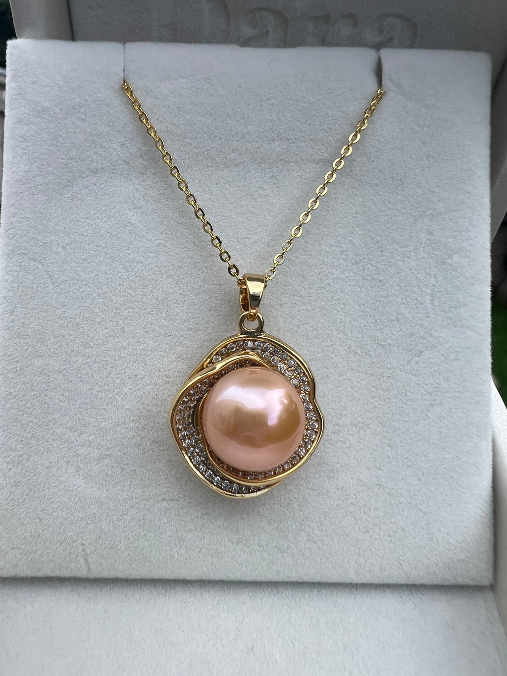 Orange-Red Freshwater Pearl Pendant Necklace - 11-12mm