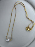 White Freshwater Pearl Slider Necklace - 11mm