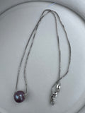 Purple Freshwater Pearl Slider Necklace - 12mm