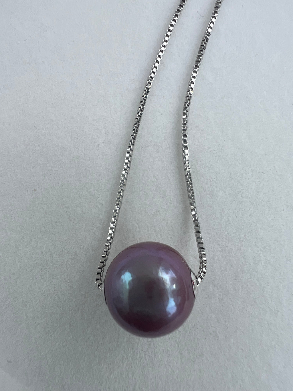 Purple Freshwater Pearl Slider Necklace - 12mm