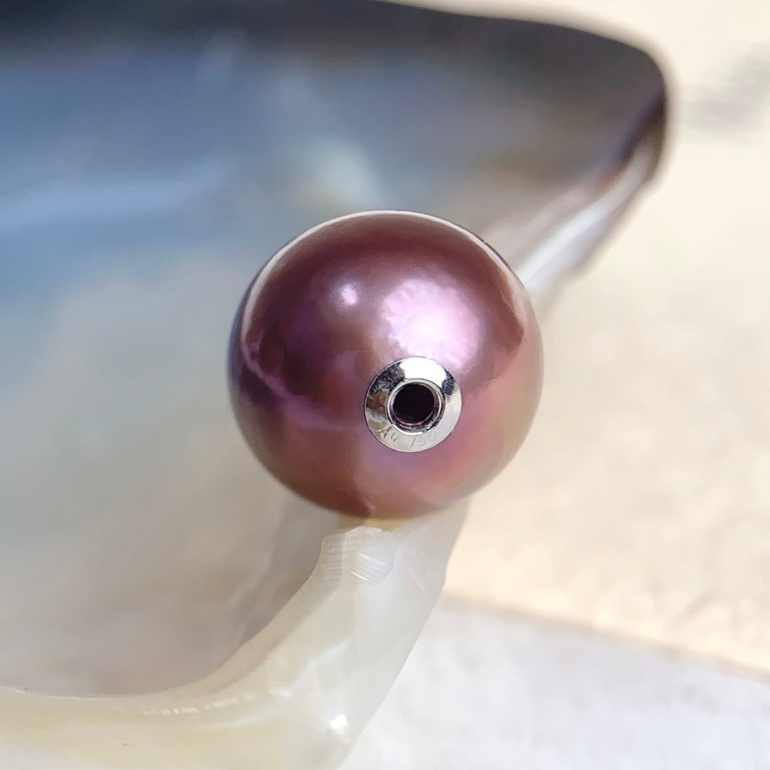 Purple Freshwater Pearl Slider Necklace - 12mm